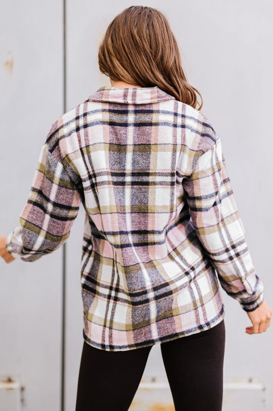 Women’s Plaid Pocketed Button Front Shacket | Zarnesh