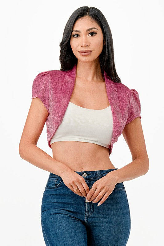 Women’s Sparkling Shimmer Cropped Shrug Bolero Cardigan | Zarnesh