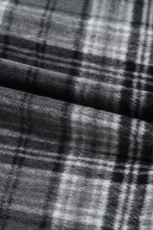 Women’s Plaid Pocketed Plaid Button Up Hooded Shacket | Zarnesh