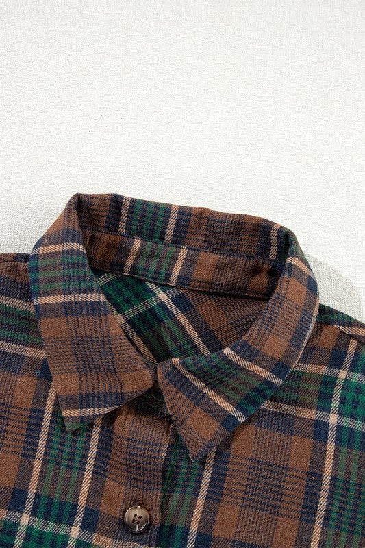 Women’s Plaid Button-Up Shacket with Chest Pockets | Zarnesh