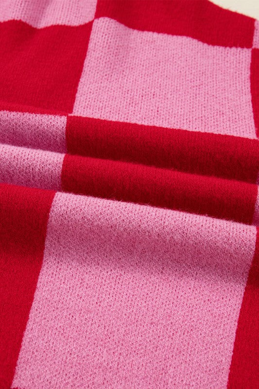 Women’s Plaid Button-Front Checkerboard Knit Cardigan Sweater | Zarnesh