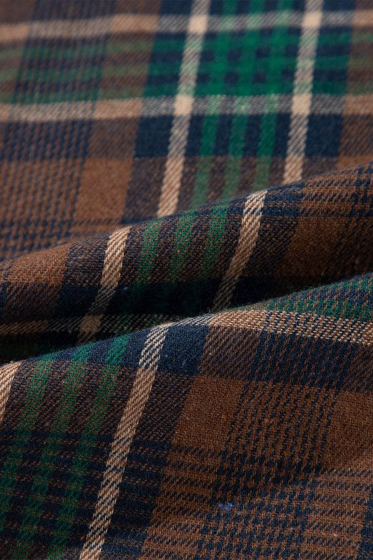 Women’s Plaid Button-Up Shacket with Chest Pockets | Zarnesh