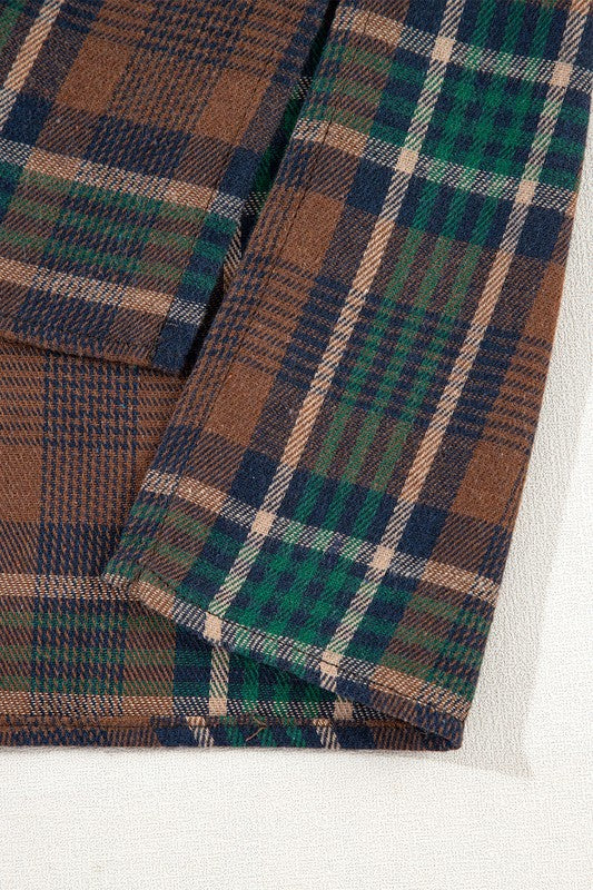 Women’s Plaid Button-Up Shacket with Chest Pockets | Zarnesh