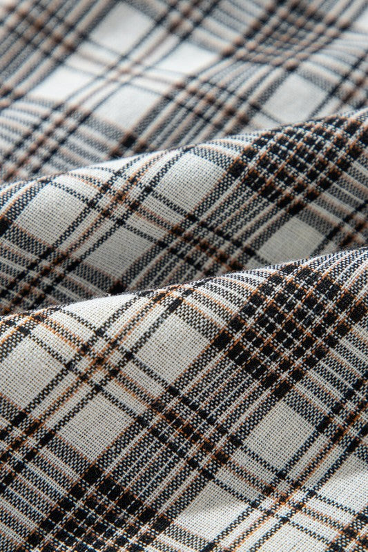 Women’s Plaid Checker Button Up Hooded Shacket | Zarnesh