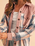 Women's Plaid Corduroy Patch Pocket Loose Shacket Shirt | Zarnesh