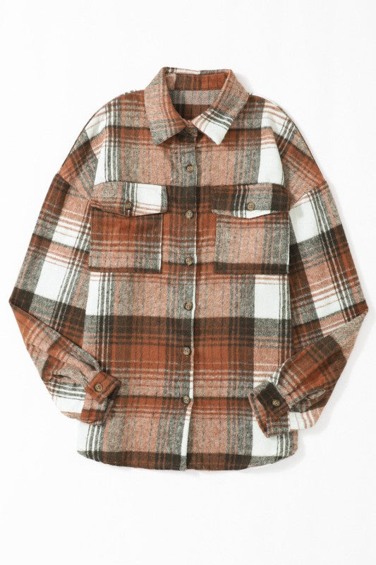Women’s Plaid Flap Chest Pockets Flannel Shacket | Zarnesh