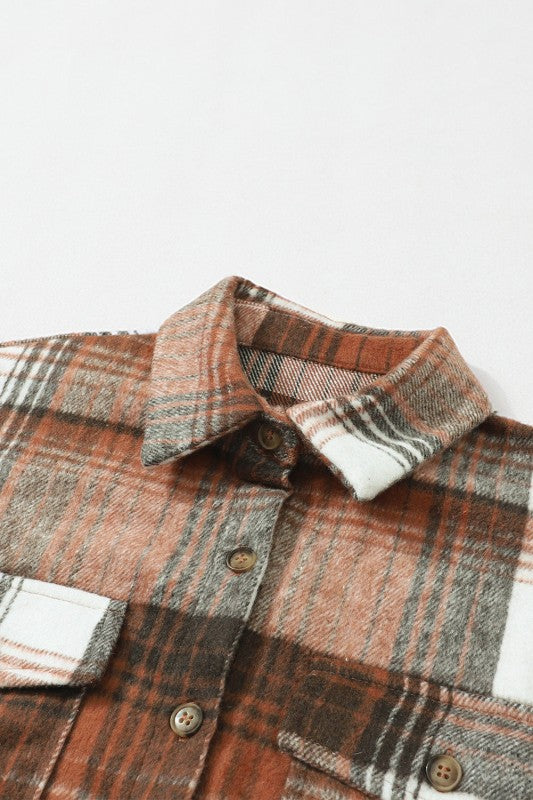 Women’s Plaid Flap Chest Pockets Flannel Shacket | Zarnesh