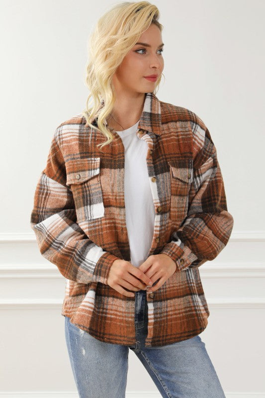 Women’s Plaid Flap Chest Pockets Flannel Shacket | Zarnesh