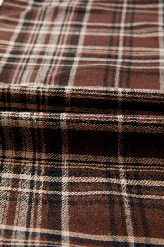 Women’s Plaid Long Sleeve Patchwork Quarter-Button Hooded Shirt | Zarnesh