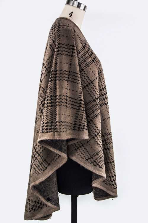 Women's Plaid Pattern Open Front Cardigan Shawl | Zarnesh