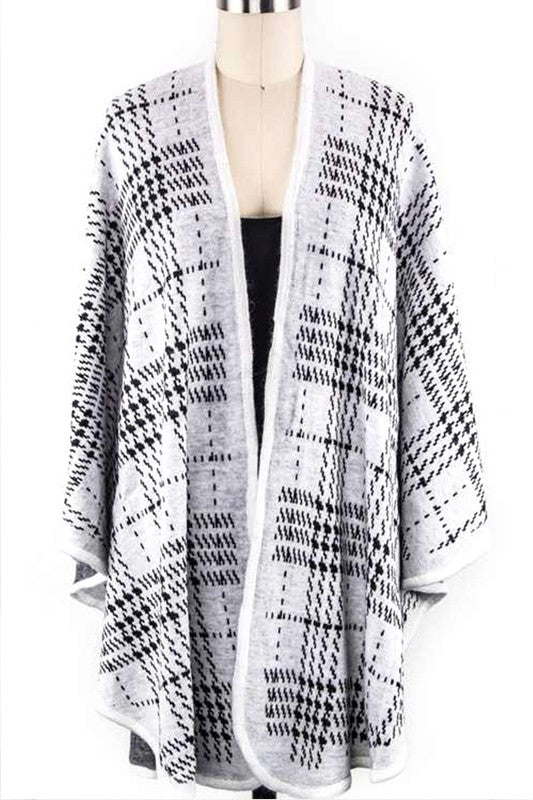 Women's Plaid Pattern Open Front Cardigan Shawl | Zarnesh
