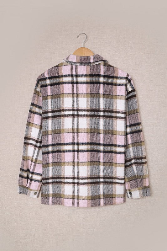 Women’s Plaid Pocketed Button Front Shacket | Zarnesh