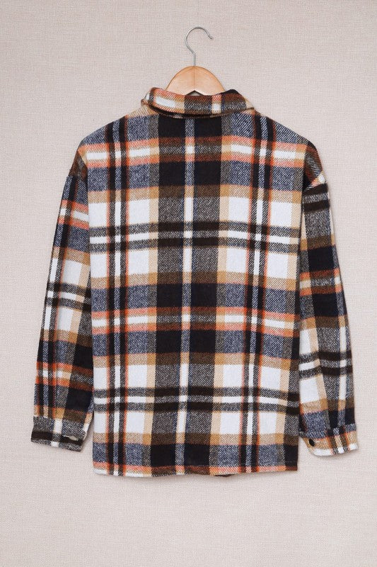 Women’s Plaid Pocketed Button Front Shacket | Zarnesh