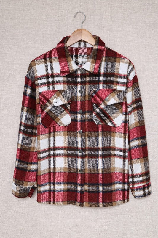 Women’s Plaid Pocketed Button Front Shacket | Zarnesh