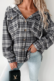 Women’s Plaid Pocketed Plaid Button Up Hooded Shacket | Zarnesh