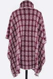 Women's Plaid Pockets Turtleneck Knit Poncho | Zarnesh