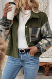Women’s Plaid Ribbed Fleece Patchwork Button-Up Jacket | Zarnesh