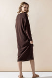 Women’s Plus Button-Front Long Sleeve Soft Sweater Midi Dress | Zarnesh