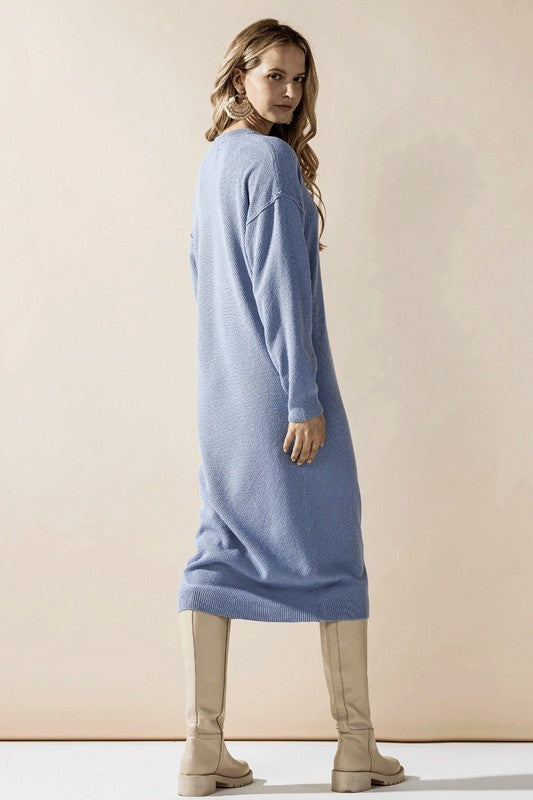 Women’s Plus Button-Front Long Sleeve Soft Sweater Midi Dress | Zarnesh