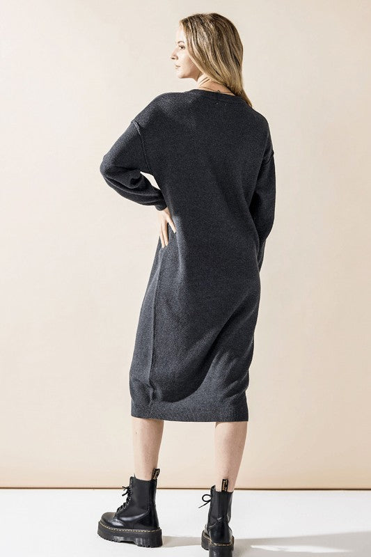 Women’s Plus Button-Front Long Sleeve Soft Sweater Midi Dress | Zarnesh
