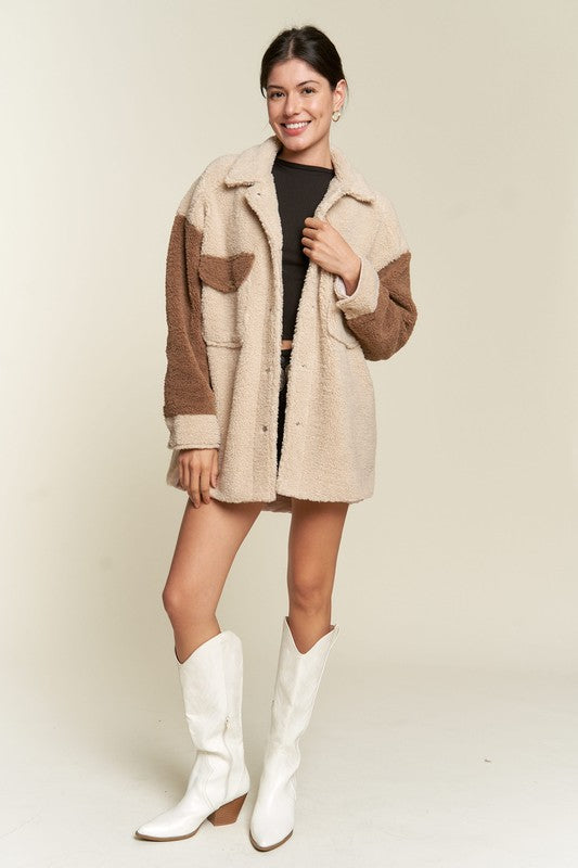 Women's Plus Colorblock Sherpa Jacket | Zarnesh