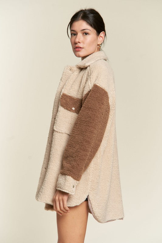 Women's Plus Colorblock Sherpa Jacket | Zarnesh