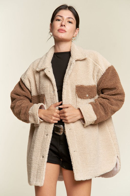 Women's Plus Colorblock Sherpa Jacket | Zarnesh