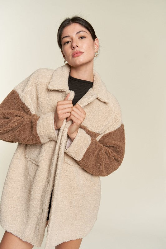 Women's Plus Colorblock Sherpa Jacket | Zarnesh
