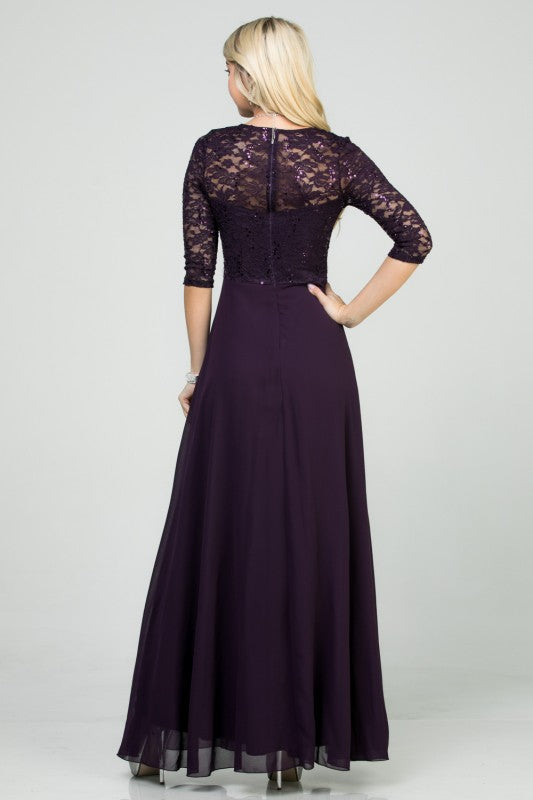 Women’s Plus Lace Half Sleeve Gown V-Neck A-Line Maxi Dress | Zarnesh