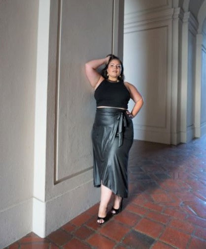 Women’s Plus Faux Leather Maxi Wrap Skirt | Zarnesh