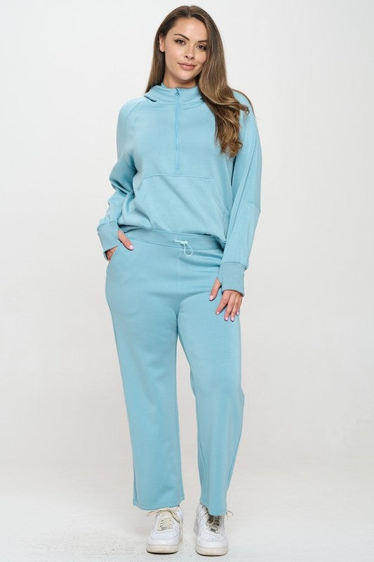 Women’s Plus Half-Zip Thumb Holes Pocket Hoodie | Zarnesh