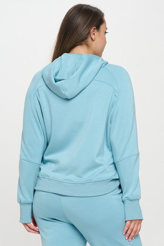 Women’s Plus Half-Zip Thumb Holes Pocket Hoodie | Zarnesh