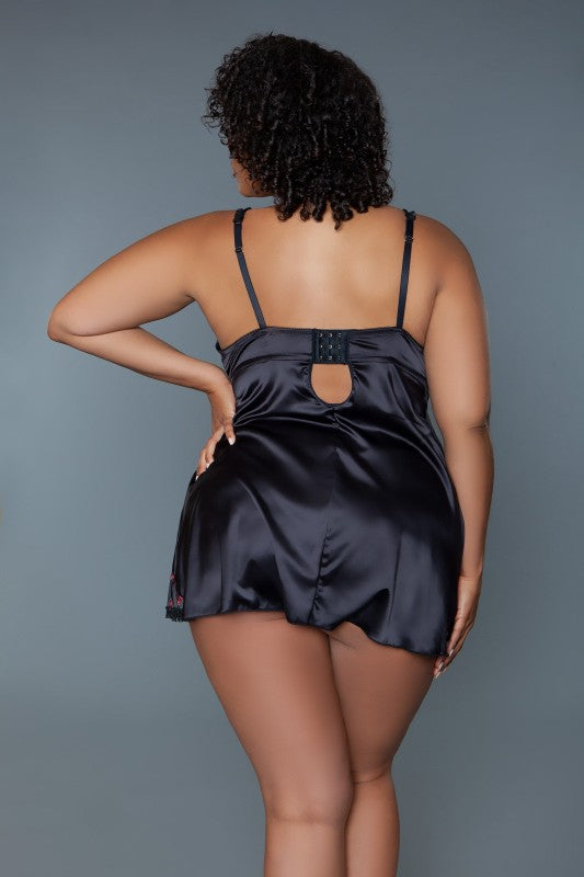 Women's Plus Katherine Satin Sheer Lace Babydoll Lingerie | Zarnesh