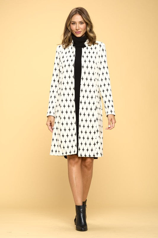 Women’s Plus Knit Jacquard Open Coat | Zarnesh