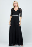 Women’s Plus Lace Half Sleeve Gown V-Neck A-Line Maxi Dress | Zarnesh