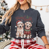 Women’s Plus Merry Christmas Dogs Santa Puppies Sweatshirt | Zarnesh