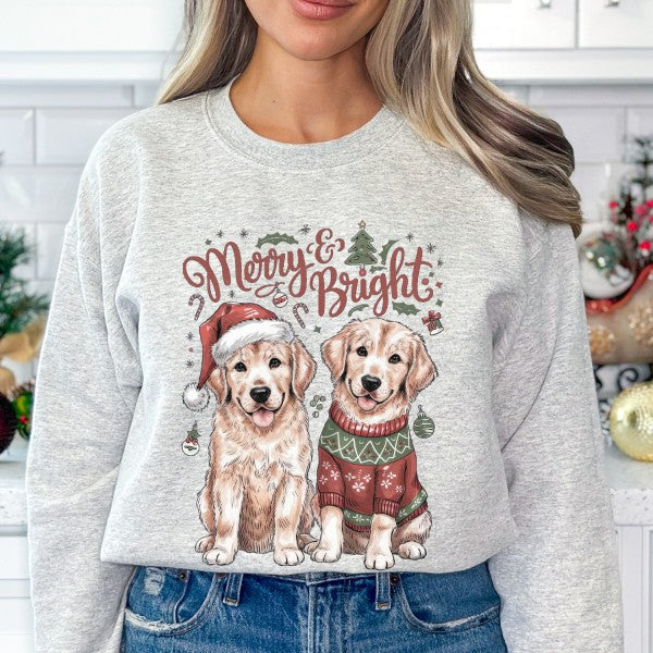 Women’s Plus Merry Christmas Dogs Santa Puppies Sweatshirt | Zarnesh