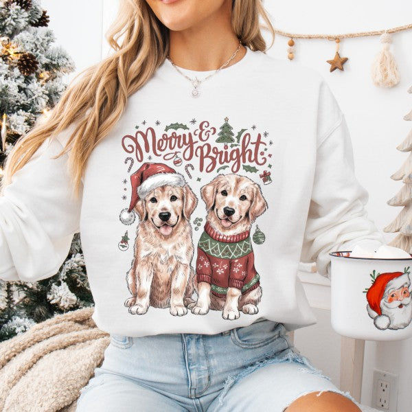 Women’s Plus Merry Christmas Dogs Santa Puppies Sweatshirt | Zarnesh