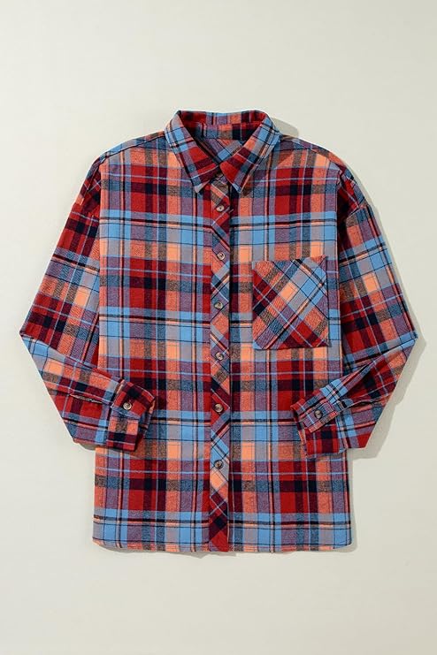 Women’s Plus Plaid Button Down Loose Vintage Shirt | Zarnesh