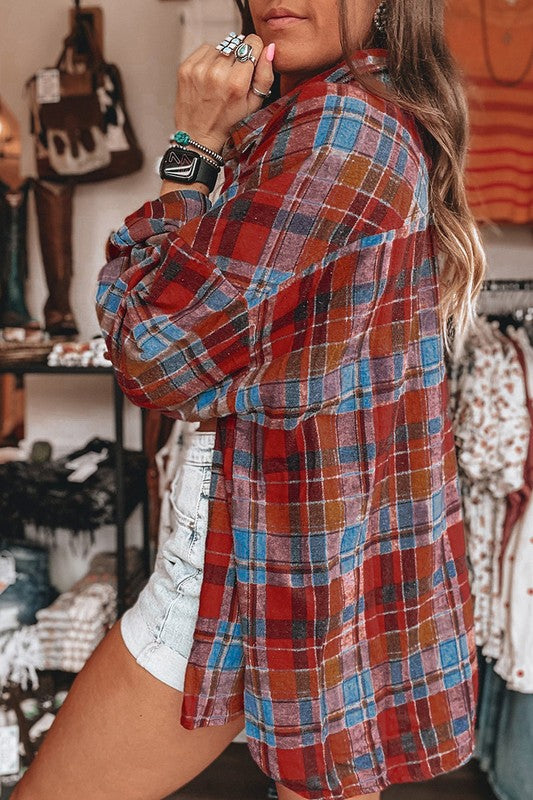 Women’s Plus Plaid Button Down Loose Vintage Shirt | Zarnesh