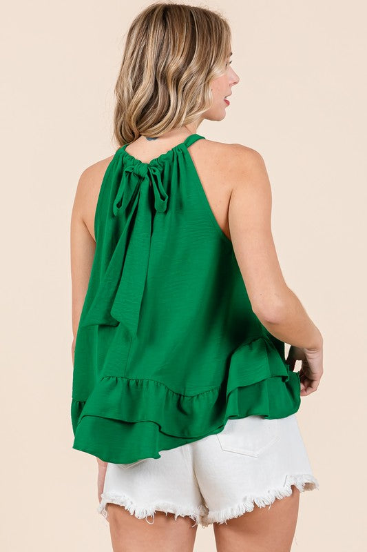 Women Plus Ruffle Trim Sleeveless Blouse | Zarnesh