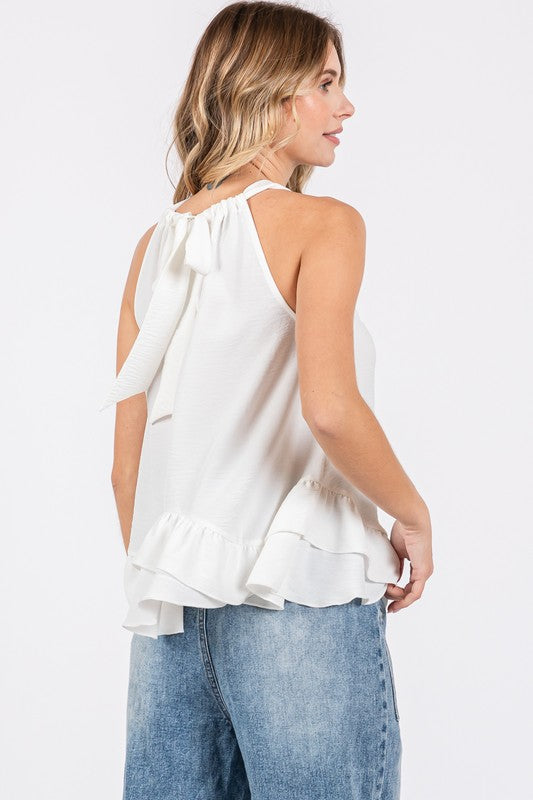 Women Plus Ruffle Trim Sleeveless Blouse | Zarnesh