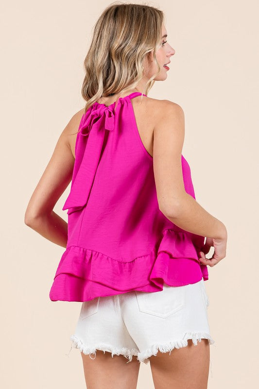 Women Plus Ruffle Trim Sleeveless Blouse | Zarnesh