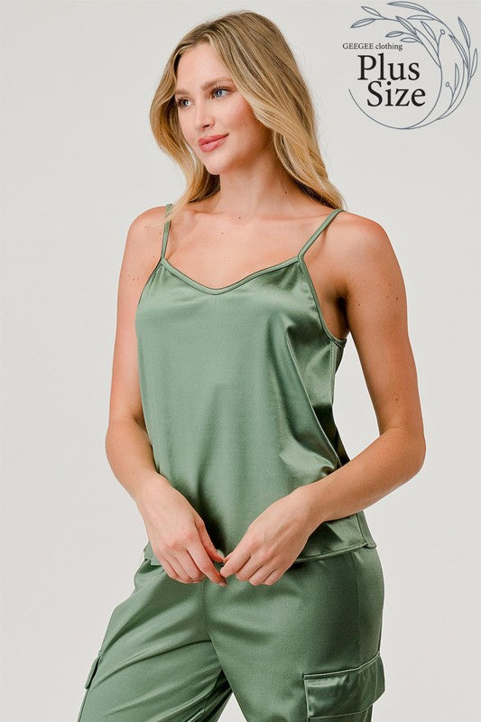 Women Plus Satin Tank Top | Zarnesh