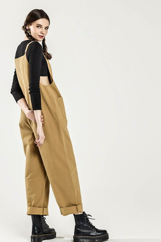 Women’s Plus Size Button Front Sleeveless Overall Jumpsuit | Zarnesh