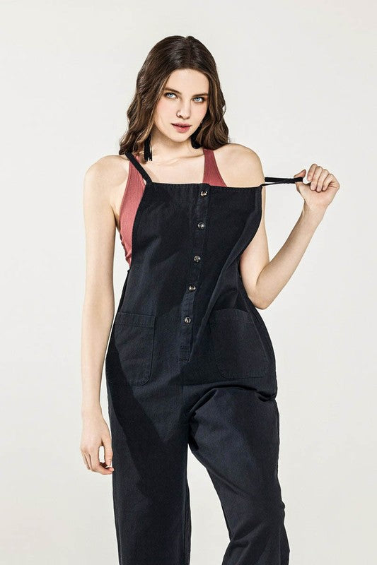 Women’s Plus Size Button Front Sleeveless Overall Jumpsuit | Zarnesh