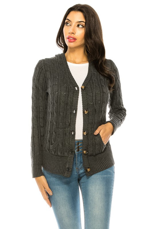 Women’s Plus Size Cable Knit Pockets Sweater | Zarnesh