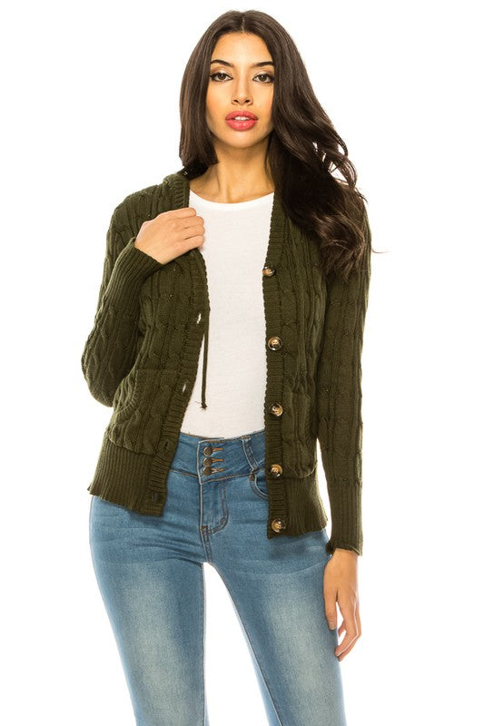 Women’s Plus Size Cable Knit Pockets Sweater | Zarnesh