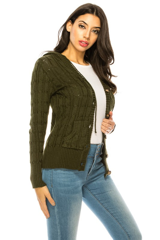 Women’s Plus Size Cable Knit Pockets Sweater | Zarnesh
