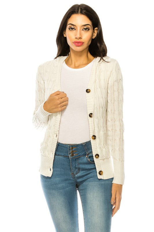 Women’s Plus Size Cable Knit Pockets Sweater | Zarnesh